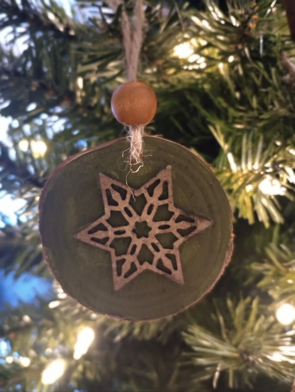 Rustic Farmhouse Wooden Star Christmas Ornaments - NEW